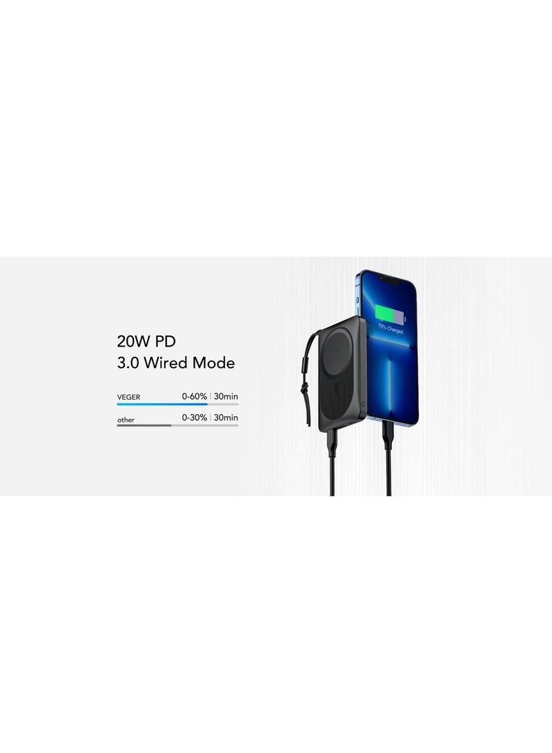 VEGER MagOn - Magnetic Wireless Power Bank - 10000mAh, Charges 3 Devices at the Same Time, Compact Size & Light Weight - Image 5